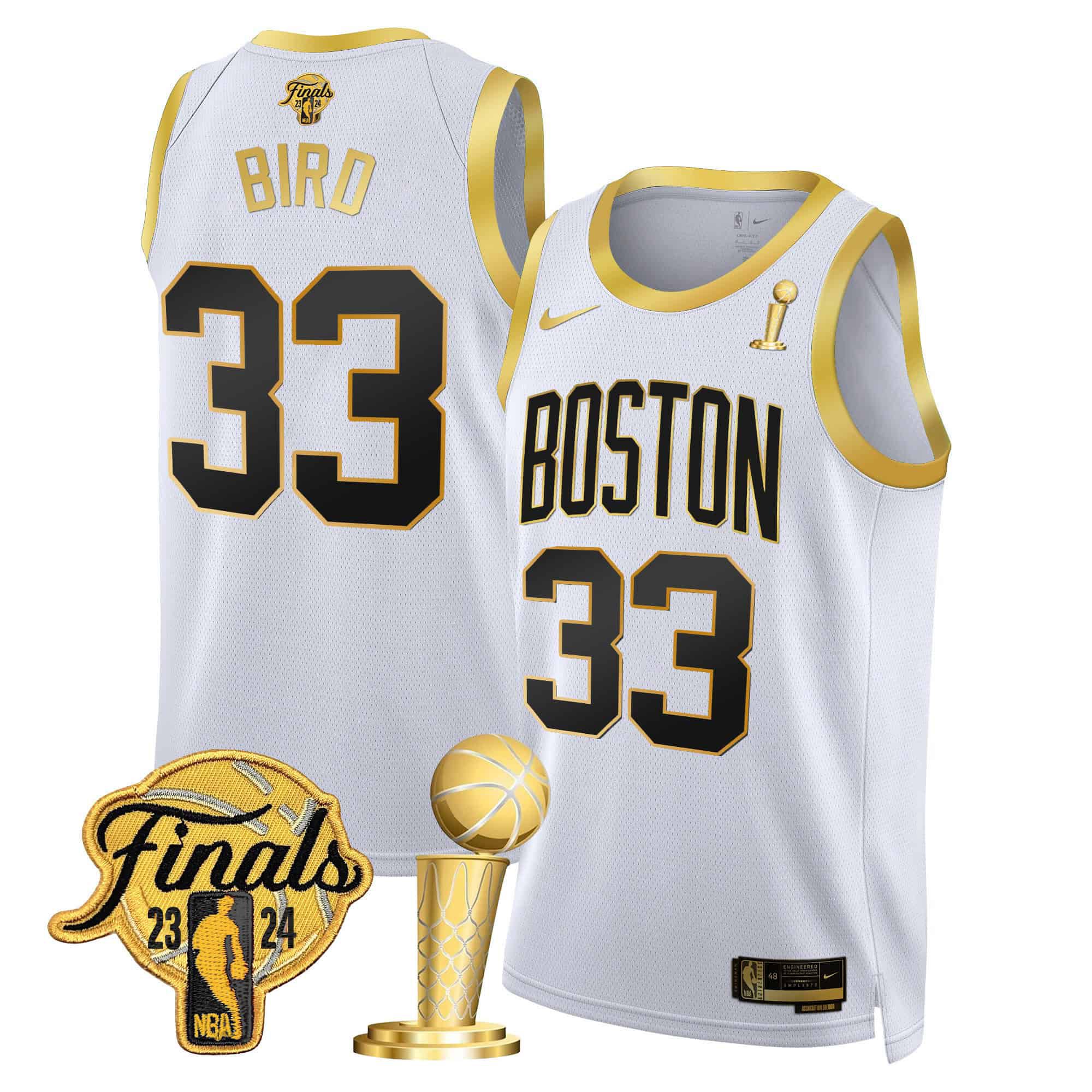 Men Boston Celtics #33 Bird White 2024 Nike Final & Champions Patch Swingman NBA Jersey->->NBA Jersey